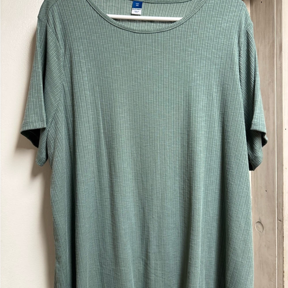 Old Navy Luxe Green Short Sleeve Tee Ribbed Knit